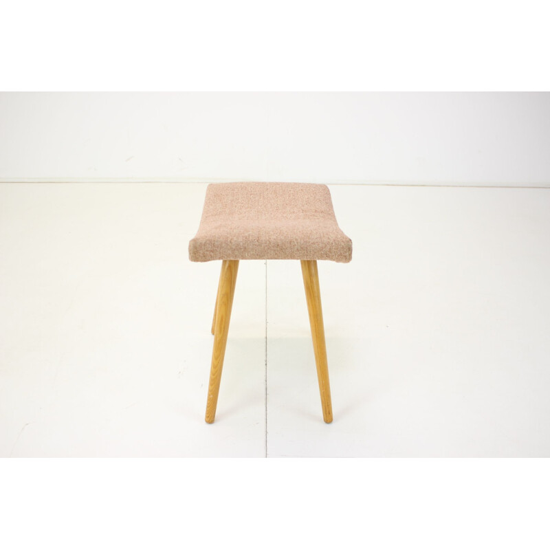 Vintage oakwood stool, Czechoslovakia 1980s