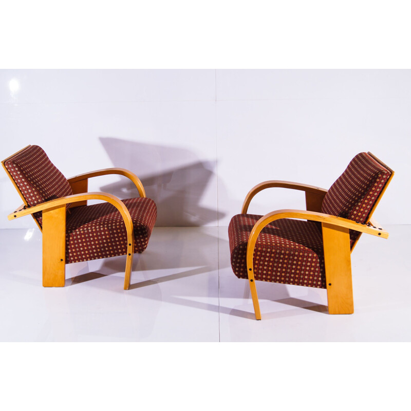 Paire de fauteuils vintage en bois courbé, Pays-Bas 1970