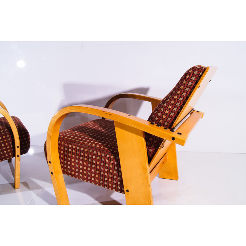 Pareja de sillones vintage de madera curvada, Países Bajos 1970