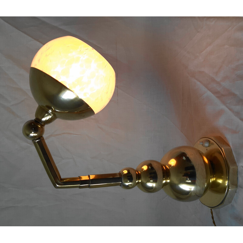 Vintage Art Deco modular brass and glass lamp, 1930