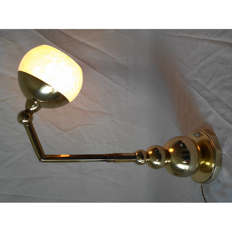 Vintage Art Deco modular brass and glass lamp, 1930