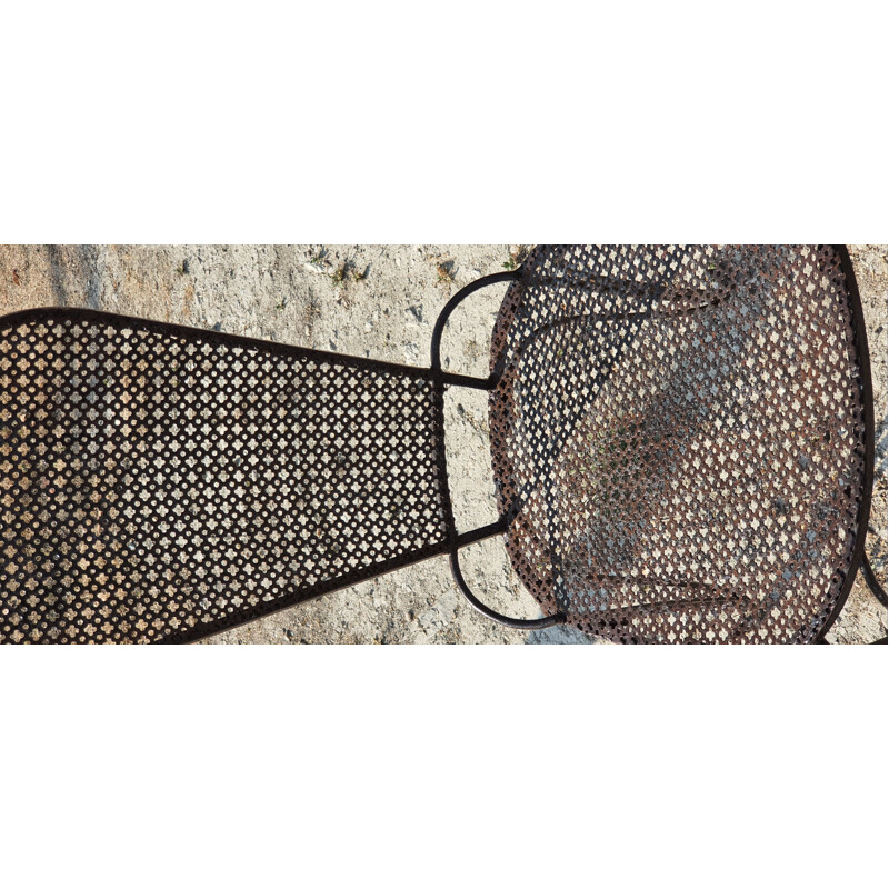Pair of vintage wrought iron low chairs