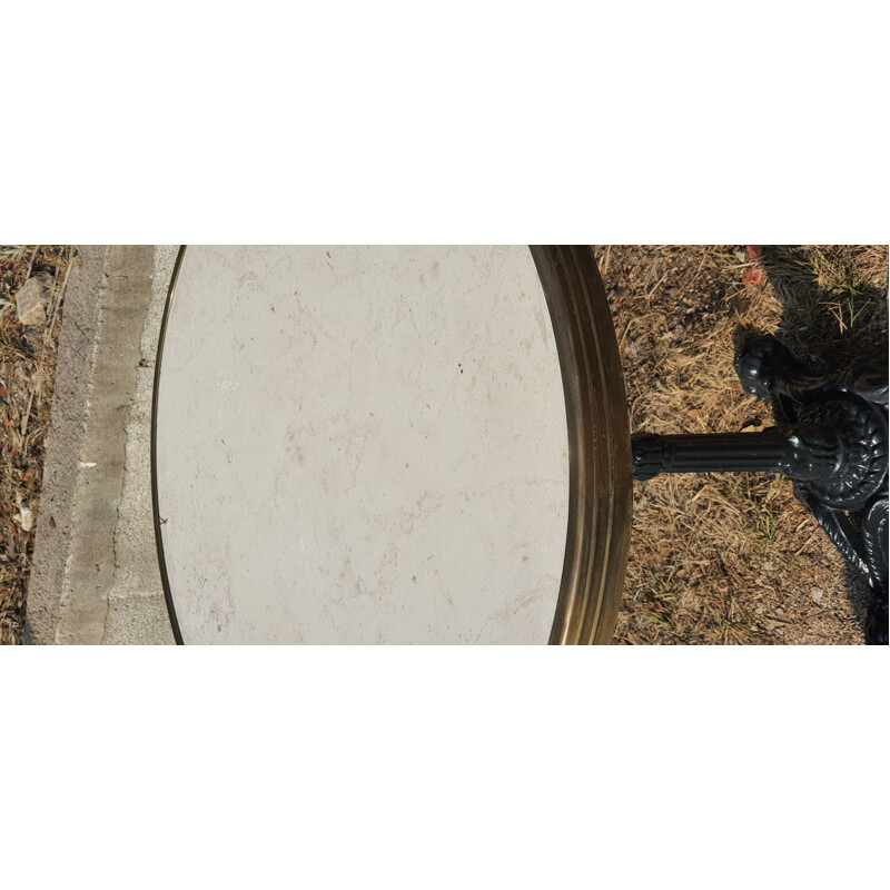 Vintage bistro pedestal table in cast iron and marble