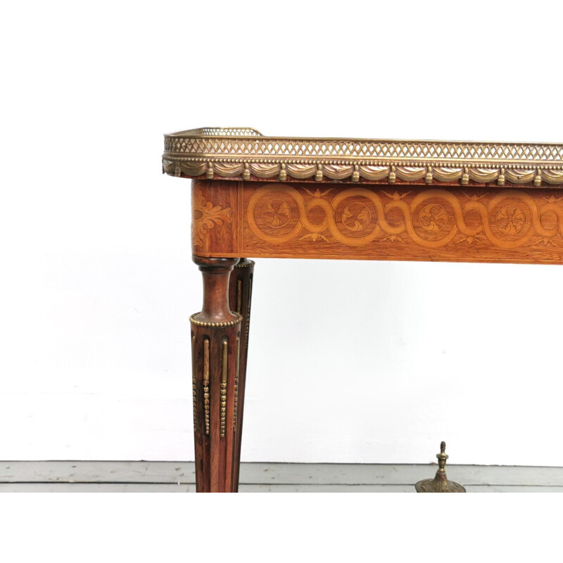 Mesa auxiliar vintage de madera Kingwood y marquetería, Francia