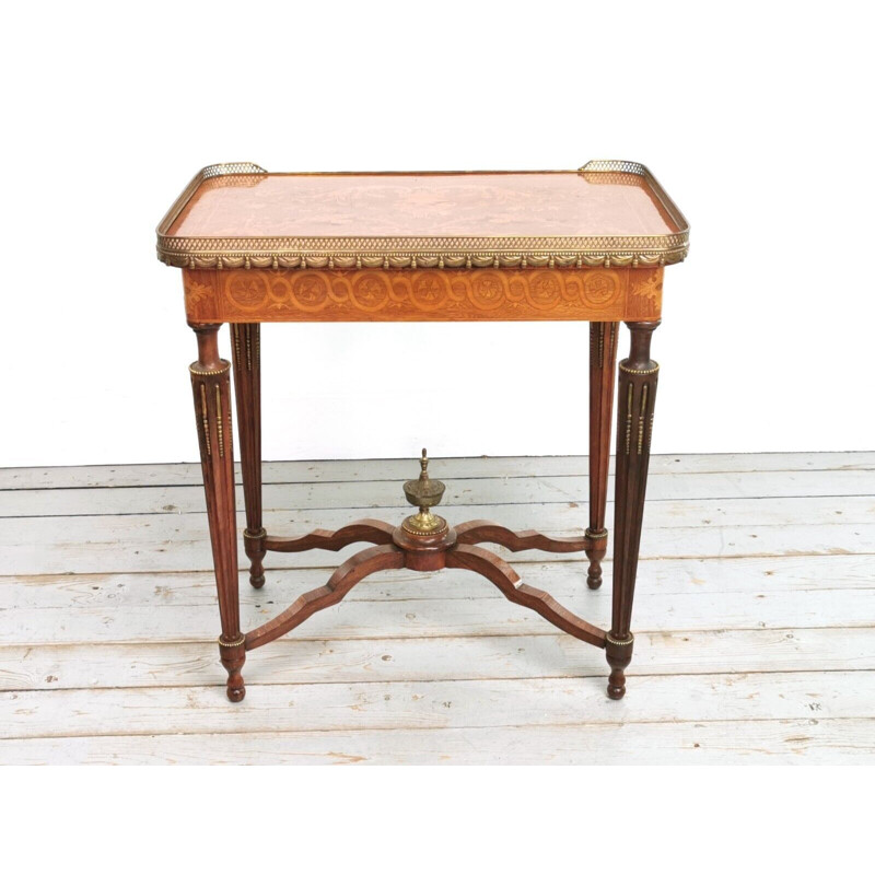 Kingwood and marquetry vintage side table, France