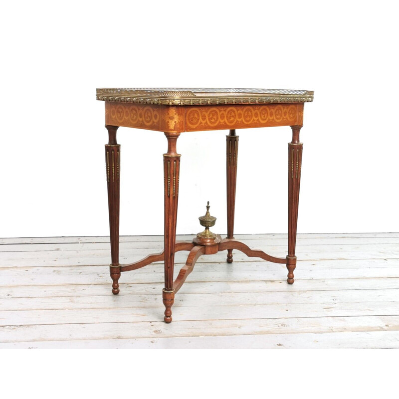 Kingwood and marquetry vintage side table, France