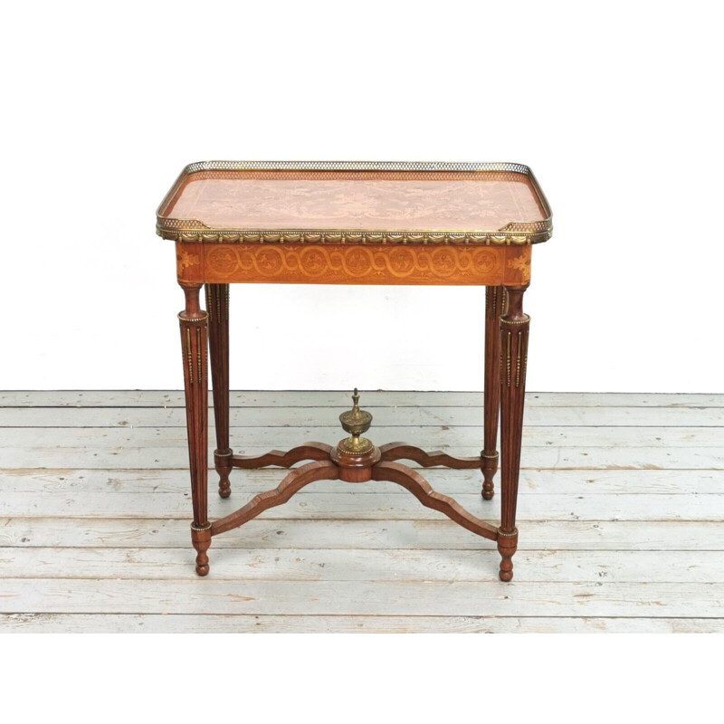 Kingwood and marquetry vintage side table, France