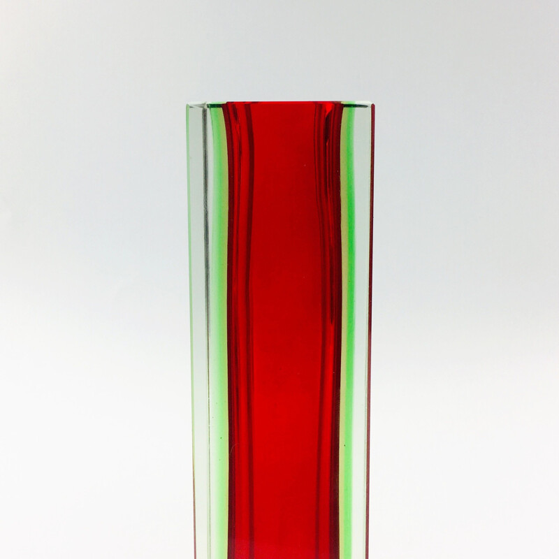 Vintage vaso de vidro Sommerso Murano de Flavio Poli para Alessandro Mandruzzato, Itália 1960