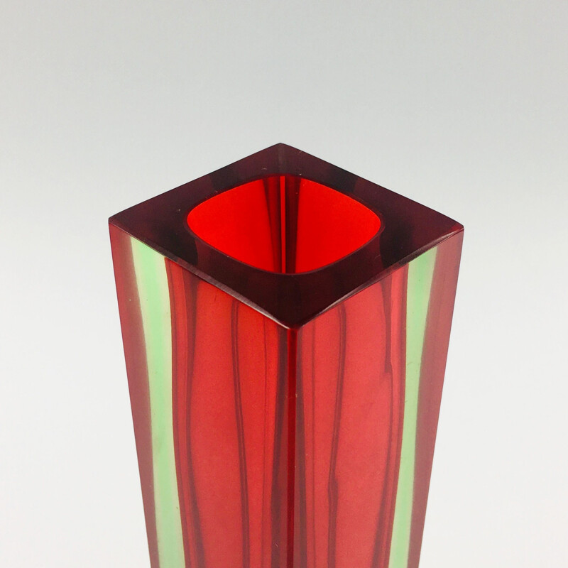 Vintage Vase aus Sommerso Murano Glasblock von Flavio Poli für Alessandro Mandruzzato, Italien 1960