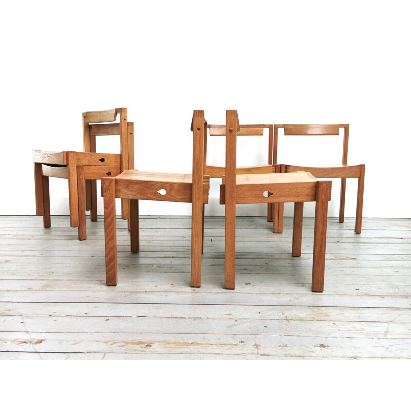 Set of 6 vintage oak cathedral chairs by Gordon Russell for Dick Russell, 1960