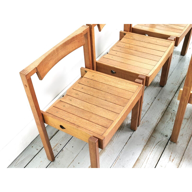 Set of 6 vintage oak cathedral chairs by Gordon Russell for Dick Russell, 1960