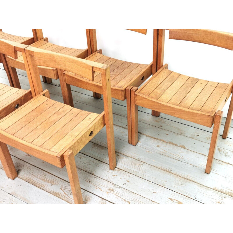 Set of 6 vintage oak cathedral chairs by Gordon Russell for Dick Russell, 1960