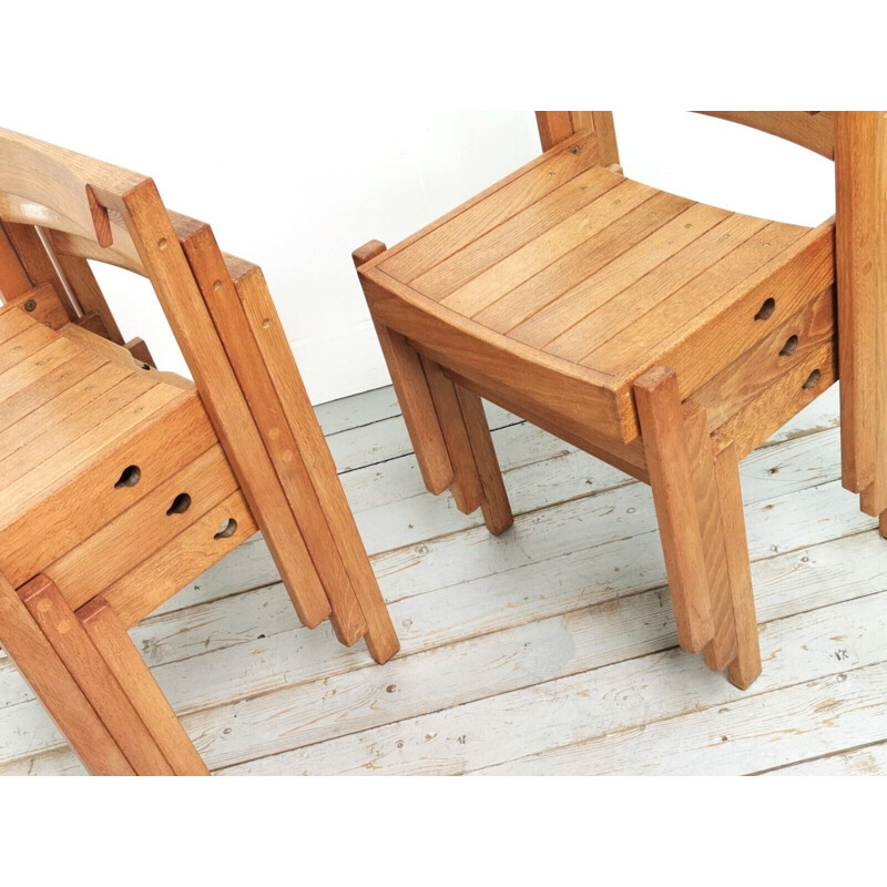 Set of 6 vintage oak cathedral chairs by Gordon Russell for Dick Russell, 1960