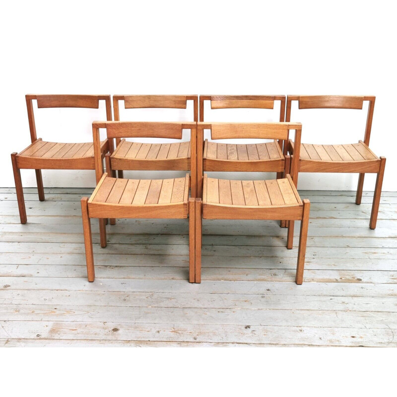 Conjunto de 6 cadeiras de carvalho vintage da catedral de Gordon Russell para Dick Russell, 1960