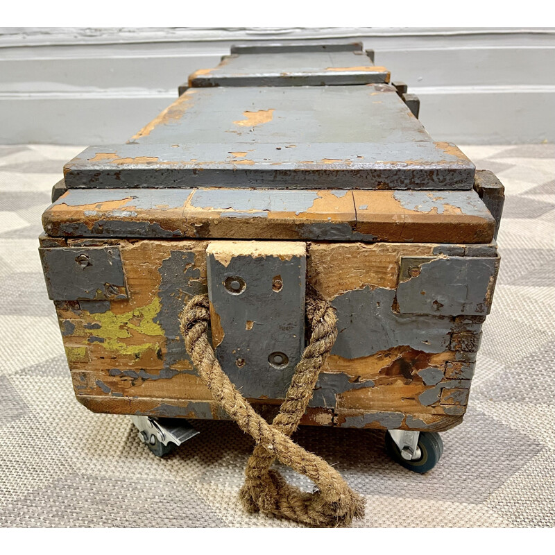 Vintage wooden military storage chest