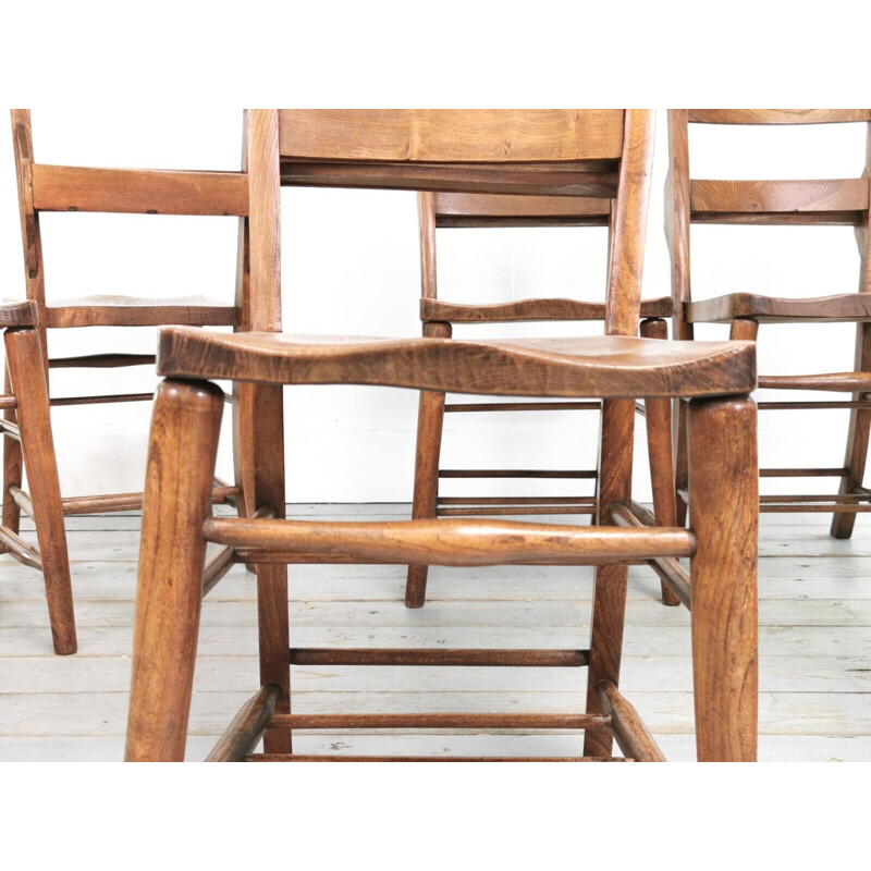 Set of 6 vintage elmwood Chapel chairs