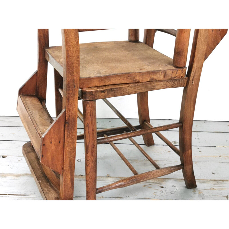 Ensemble de 6 chaises de chapelle vintage en orme