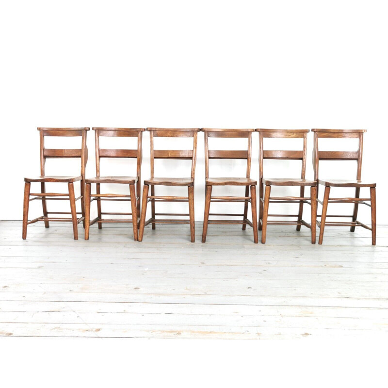 Set of 6 vintage elmwood Chapel chairs