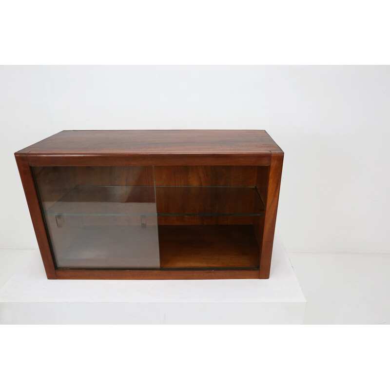Art Deco vintage wood and glass display cabinet, 1930s
