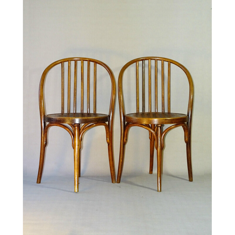 Pair of vintage Viennese Secession bistro chairs by Kohn, 1912