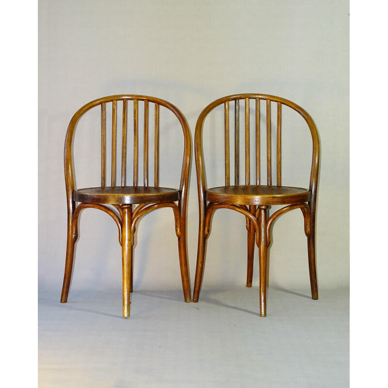 Paire de chaises bistrot vintage Sécession viennoise de Kohn, 1912