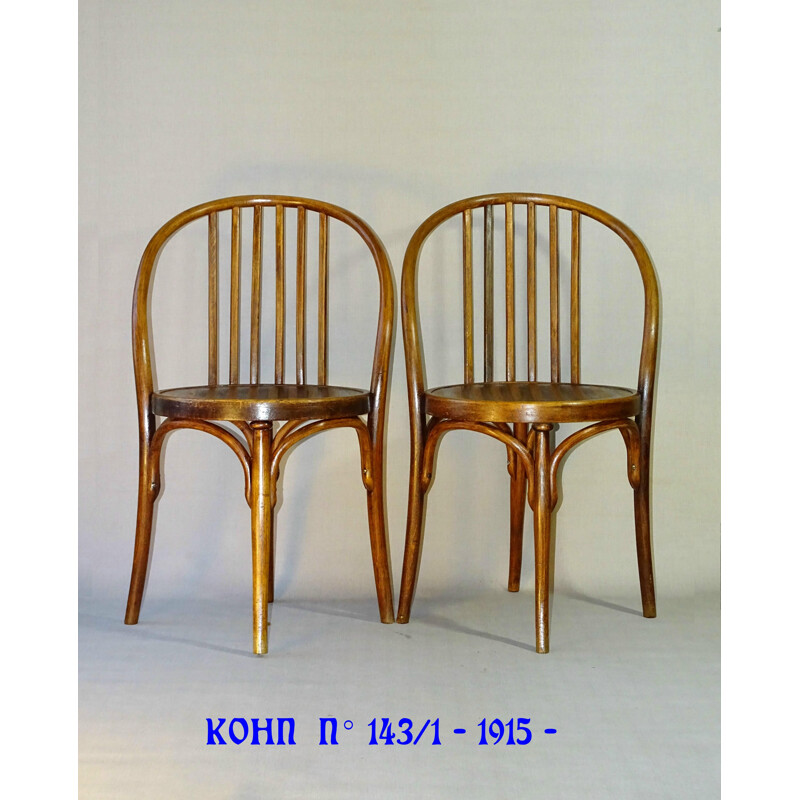 Paire de chaises bistrot vintage Sécession viennoise de Kohn, 1912