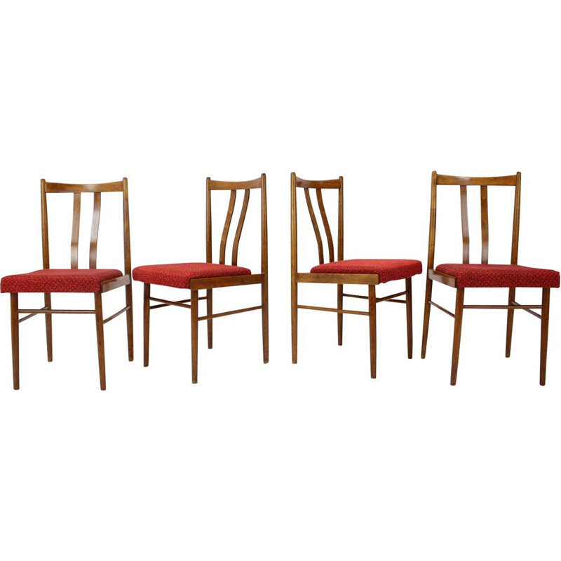 Ensemble de 4 chaises vintage, Tchécoslovaquie 1970