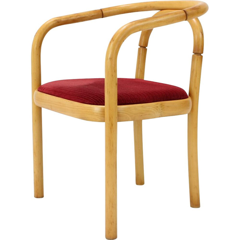 Vintage Sessel aus Holz und Stoff von Ton, Tschechoslowakei 1992