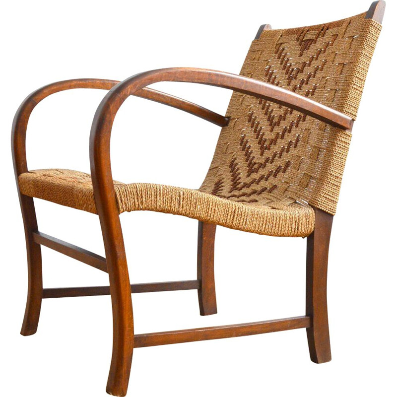 Vintage rope and wood armchair by Vroom & dressman, 1960