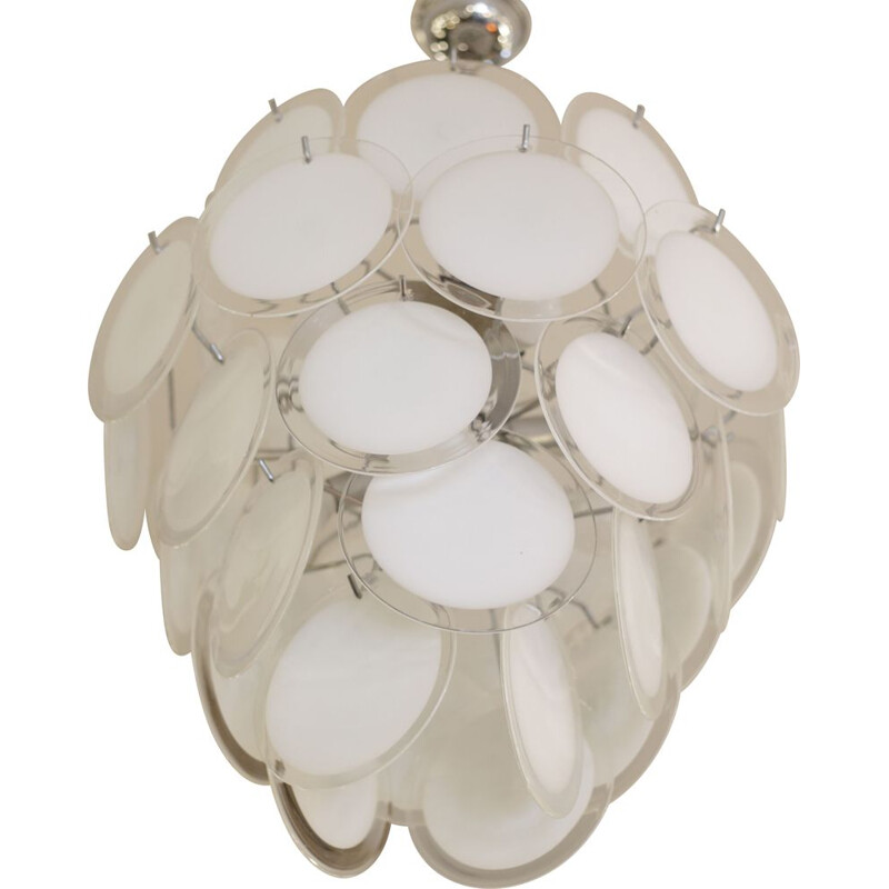Vintage vistosi chandelier with murano glass discs, 1970