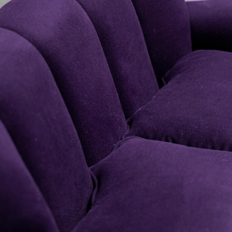 Vintage 2-seater sofa in purple velvet, 1950s