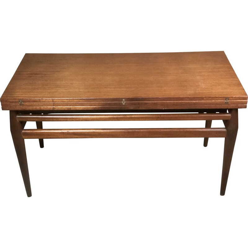 Table basse scandinave vintage modulable en table haute en teck, 1960