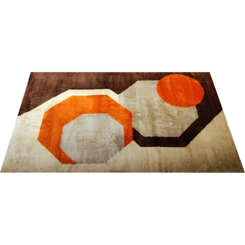 Vintage geometric rug in wool, Italy 1970s