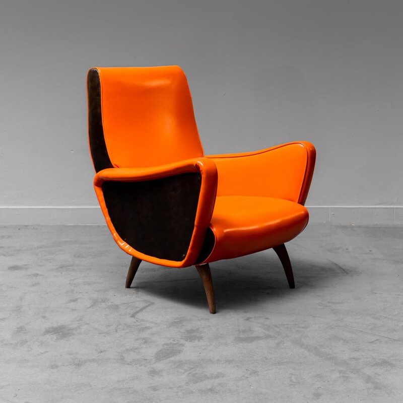 Vintage-Sessel mit orange-schwarzem Sky Cover, 1960