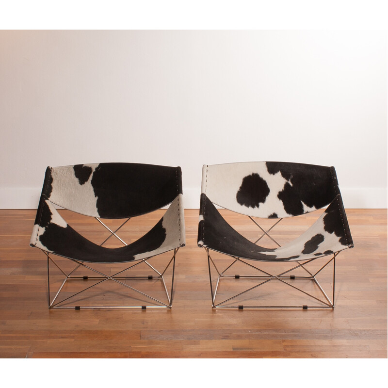 Artifort "Butterfly" chair in cow fur and steel, Pierre PAULIN - 2000s