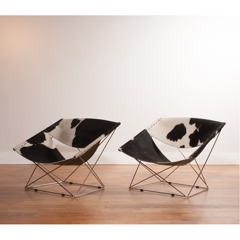 Artifort "Butterfly" chair in cow fur and steel, Pierre PAULIN - 2000s