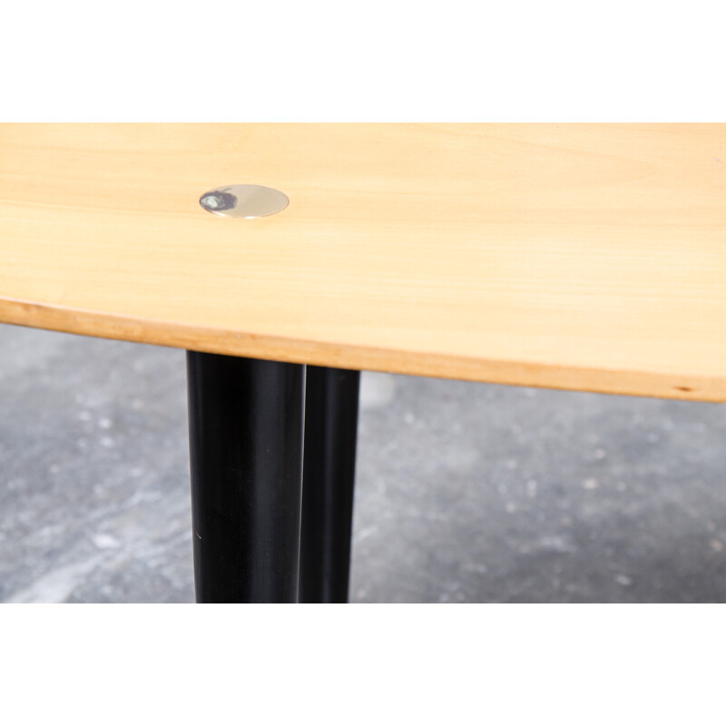 Oval Dutch coffee table in birch and copper - 1950s