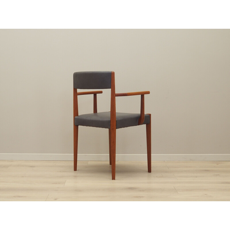 Teak and leather vintage chair, Denmark 1970s