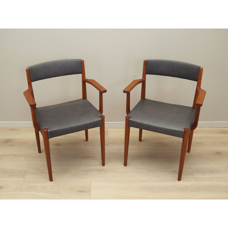 Teak and leather vintage chair, Denmark 1970s