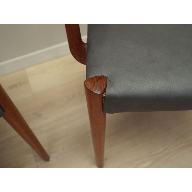 Teak and leather vintage chair, Denmark 1970s