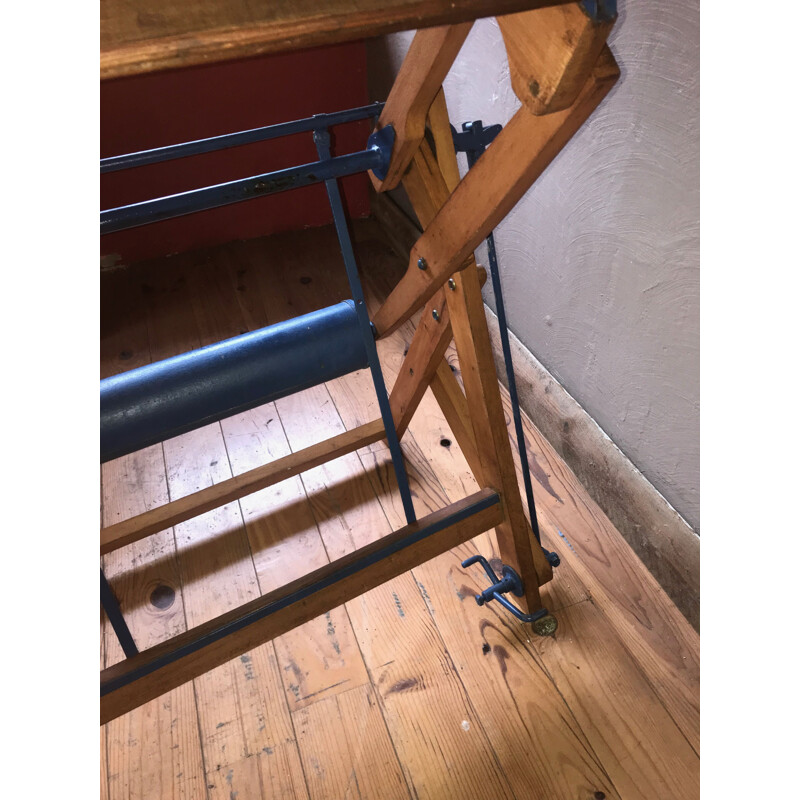 Vintage architect table in wood, 1950