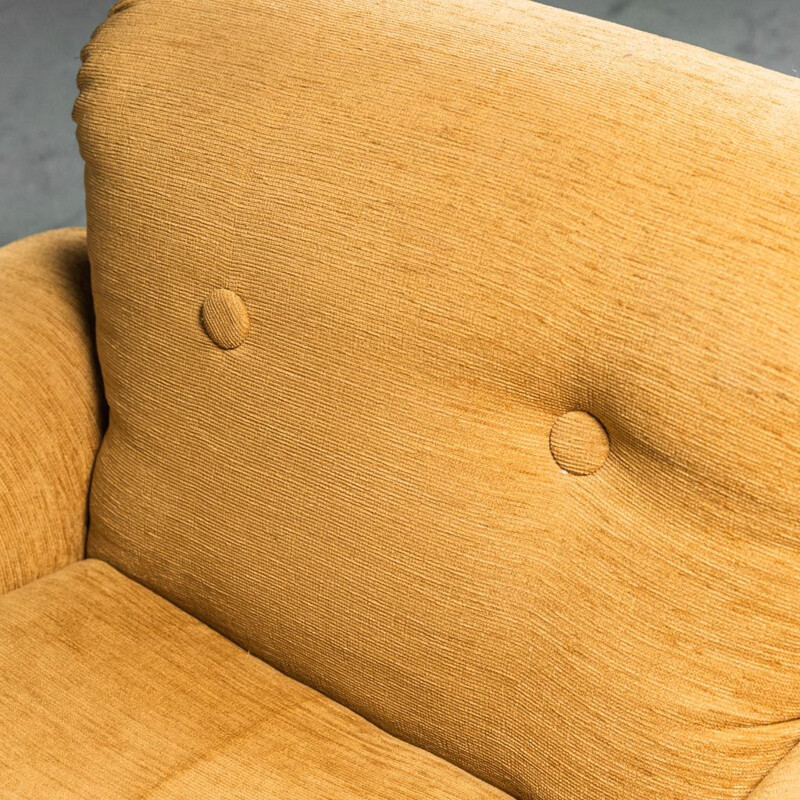 Pair of vintage armchairs in yellow fabric, 1970s