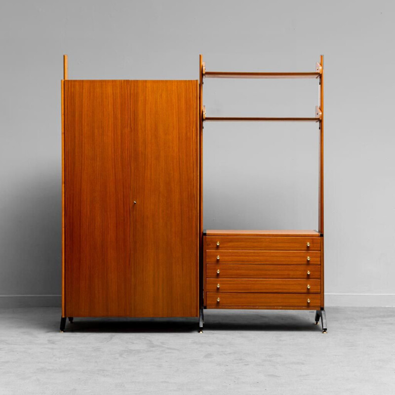 Bibliothèque vintage en teck avec armoire par Av Arredamenti, 1960