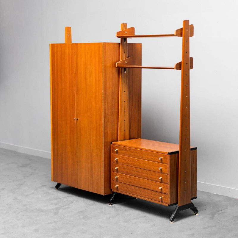 Bibliothèque vintage en teck avec armoire par Av Arredamenti, 1960