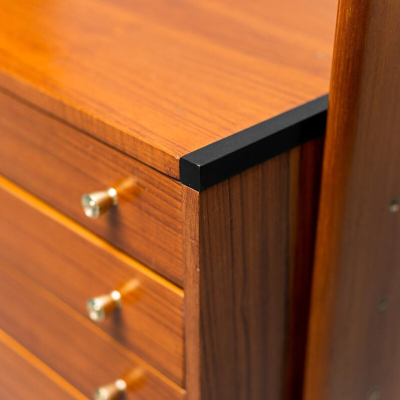 Bibliothèque vintage en teck avec armoire par Av Arredamenti, 1960