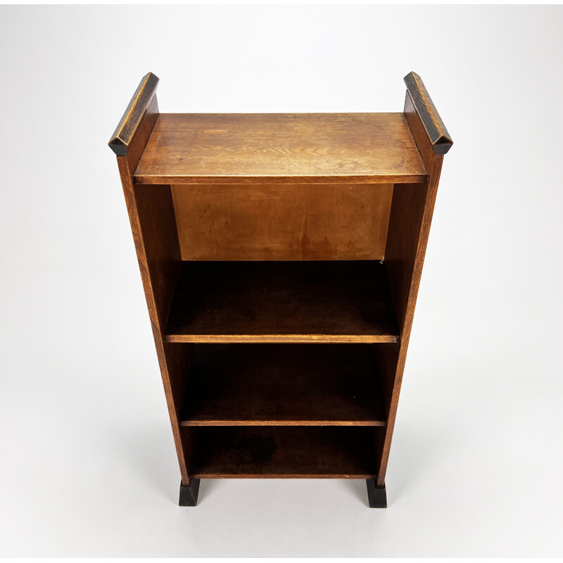 Vintage art deco bookcase in solid wood, 1920