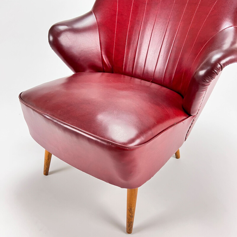 Vintage skai leather armchair, 1950s