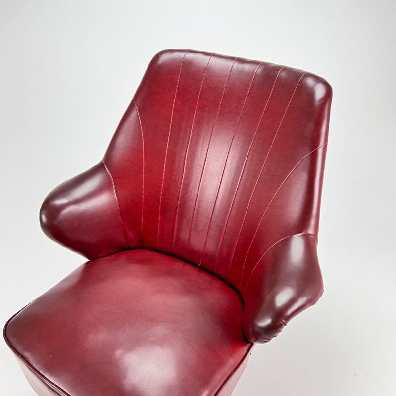 Vintage skai lederen fauteuil, 1950