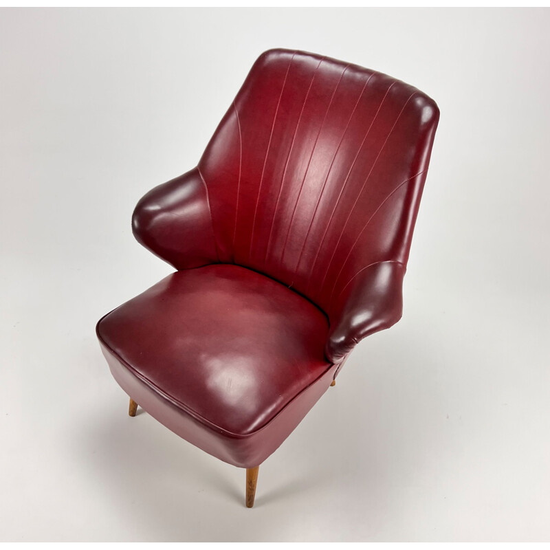 Vintage skai leather armchair, 1950s