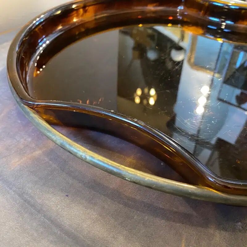 Mid century brass tray by Guzzini, Italy 1970s